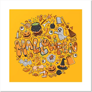 happy halloween greeting illustration Posters and Art